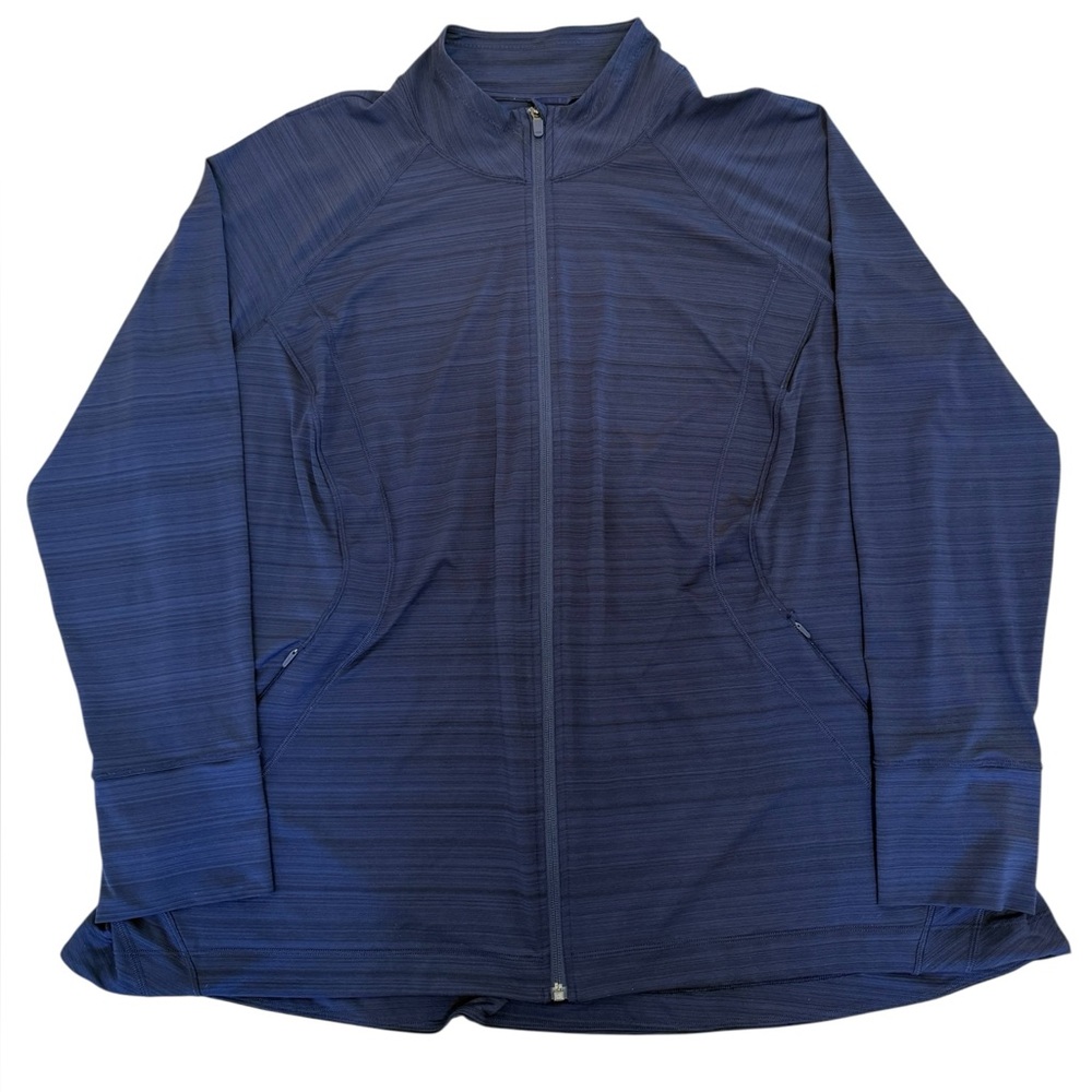 Athleta Navy Blue Striped Full-Zip track Jacket size 3x